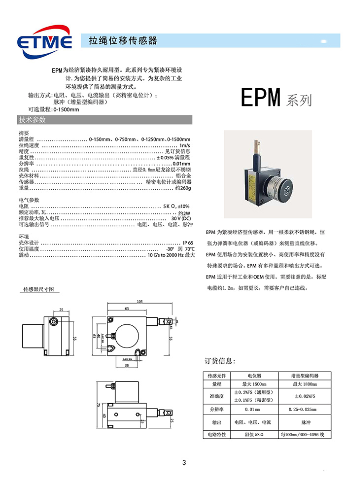 拉繩位移傳感器（螺紋安裝型）